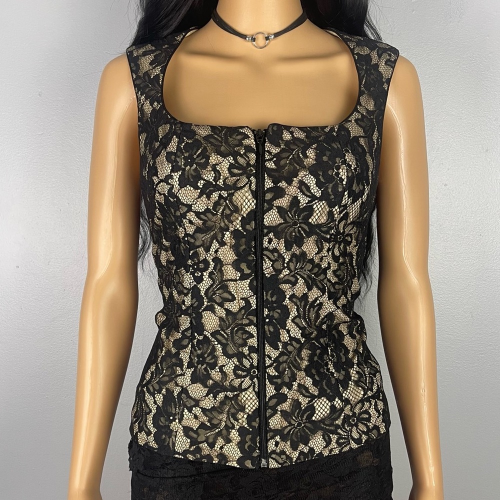 Lace Zipper Corset Top